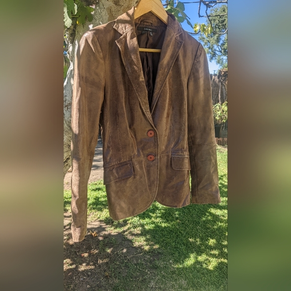 Brown Leather Blazer by Zara Basics , Size S - Picture 2 of 7